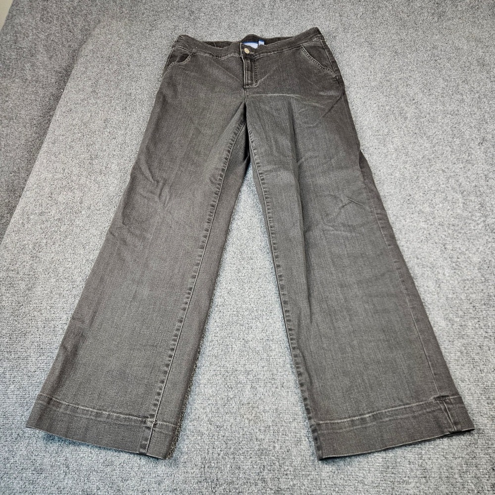 Denim & Co Signature Gray Wide Leg Jeans Womens 14 Stretch Denim Pants